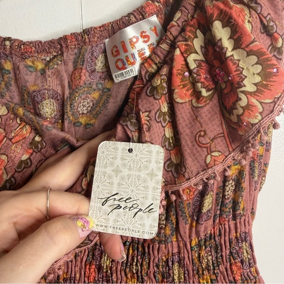 Gipsy Queen - Free People - Paisley One Shoulder Mini Dress Small/med NWT - Picture 9 of 14